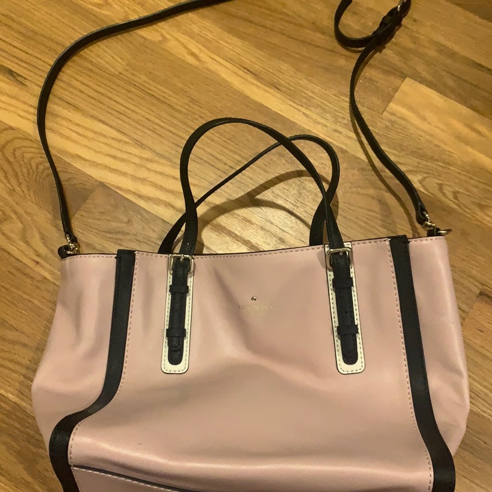 pink and black Kate Spade bag